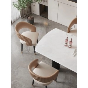 European Luxury Dining Chairs Waiting Ergonomic Bedroom Hotel Leather Chairs Restaurant Balcony Office  Home Furniture