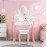 Kids Vanity Set, Princess MDF Makeup Dressing Table with 360° Rotating Mirror and Drawers for Girls,