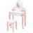 Kids Vanity Set, Princess MDF Makeup Dressing Table with 360° Rotating Mirror and Drawers for Girls,