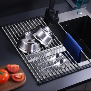 Foldable Drainage Rack Sink Filter Rack Stainless Steel Kitchen Dish Drying Rack Shelf Chopsticks Bowl Fruit Storage Holder