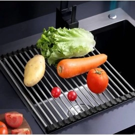 Foldable Drainage Rack Sink Filter Rack Stainless Steel Kitchen Dish Drying Rack Shelf Chopsticks Bowl Fruit Storage Holder