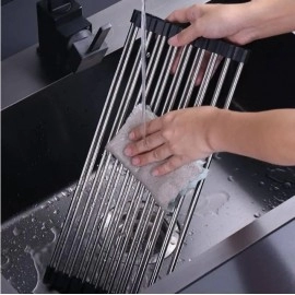 Foldable Drainage Rack Sink Filter Rack Stainless Steel Kitchen Dish Drying Rack Shelf Chopsticks Bowl Fruit Storage Holder