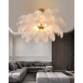 Feather Light Pendant Lamp Colorful Feathers Ceiling Chandelier LED Living Room Bedroom Dressers Ceiling Hanging Lightings Decor