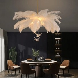 Feather Light Pendant Lamp Colorful Feathers Ceiling Chandelier LED Living Room Bedroom Dressers Ceiling Hanging Lightings Decor