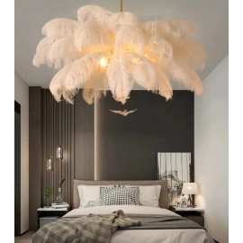 Feather Light Pendant Lamp Colorful Feathers Ceiling Chandelier LED Living Room Bedroom Dressers Ceiling Hanging Lightings Decor