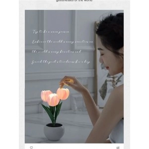 Tulip Table Lamp LED Bedside Lamp Simulation Flower Bouquet Bedroom Bedside Romantic Atmosphere Birthday Gift Home Decoration