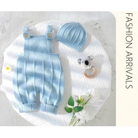  Hats Clothes Fashion Sleeveless Knitted Newborn Infant Netural Strap Jumpsuits Outfits Sets Toddler Wear
