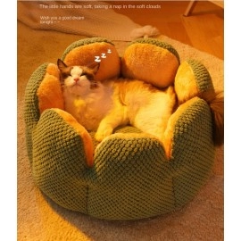 Cat Bed Petal-shaped Dog Beds Kennel Winter Warm Kitten House Soft Plush Round Basket Fluffy Puppy Cushion Mat Pet Suppiles