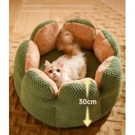 Cat Bed Petal-shaped Dog Beds Kennel Winter Warm Kitten House Soft Plush Round Basket Fluffy Puppy Cushion Mat Pet Suppiles
